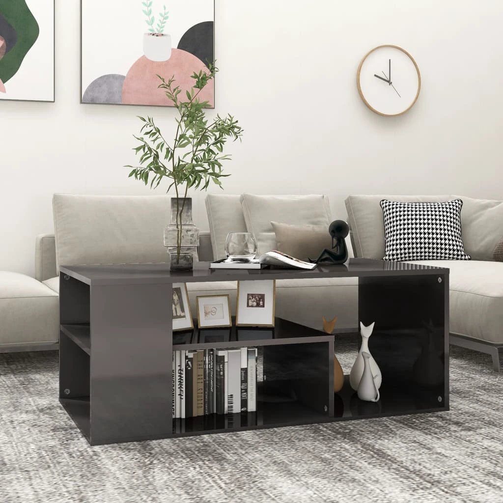 vidaXL VidaXL Coffee Table 100x50x40 cm Engineered Wood Smoked Oak Open Shelf Living Room - Coffee Table