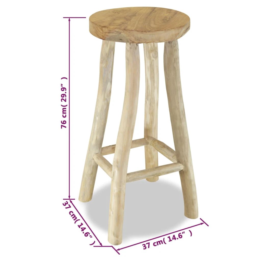 vidaXL Bar Stool Solid Teak Wood by vidaXL