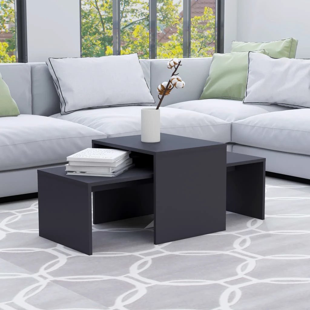 vidaXL vidaXL Coffee Table Set Smoked Oak 100x48x40 cm Engineered Wood Modern Living Room Decor - Coffee Table