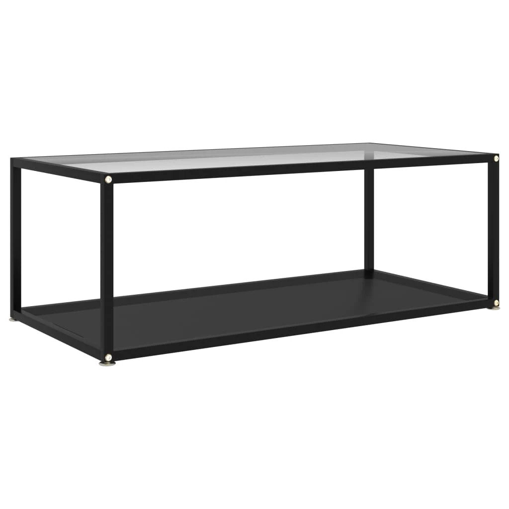 vidaXL VidaXL Coffee Table 60x60x35 cm Tempered Glass Two Layer Design With Powder Coated Steel Frame For Living Room - Coffee Table