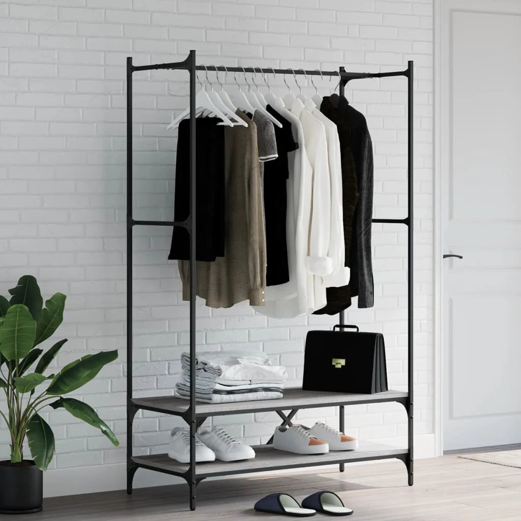 vidaXL VidaXL Clothes Rack With Shelves Black Engineered Wood And Metal Frame For Home Organization - Wardrobe