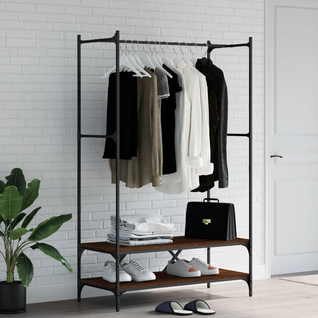vidaXL VidaXL Clothes Rack With Shelves Black Engineered Wood And Metal Frame For Home Organization - Wardrobe