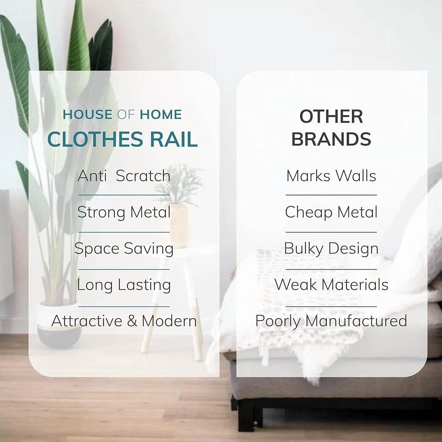 Sturdy Black Clothes Rail Two Shelves Powder Coated For Home by House of Home