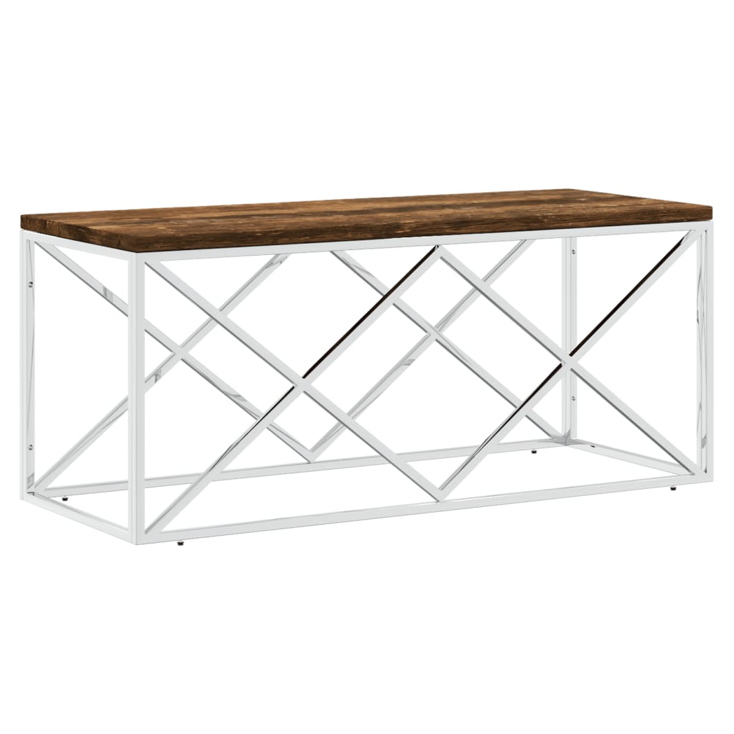 vidaXL VidaXL Coffee Table 110x45x45 Cm Stainless Steel Glass Modern Living Room Centerpiece - Coffee Table