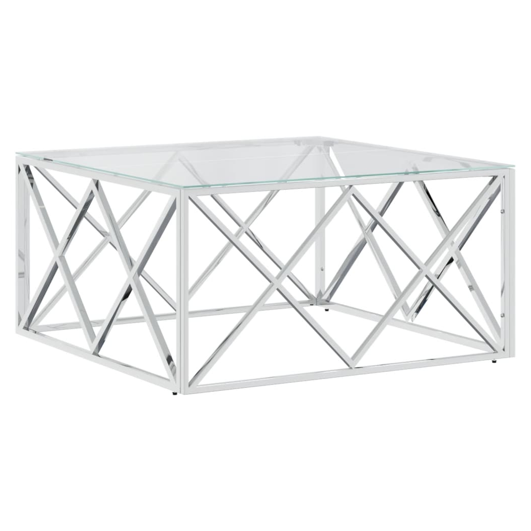 vidaXL vidaXL Coffee Table 80x80x40 Cm Stainless Steel Glass Modern Living Room Decor Durable - Coffee Table