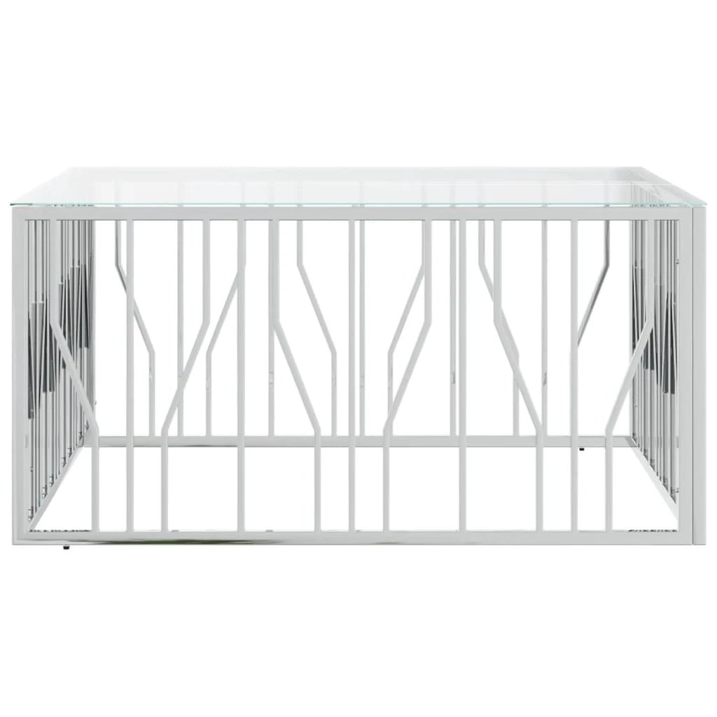 vidaXL VidaXL Coffee Table 100x100x50 Cm Stainless Steel Glass Modern Living Room With Durable Frame And Clear Top - Coffee Table