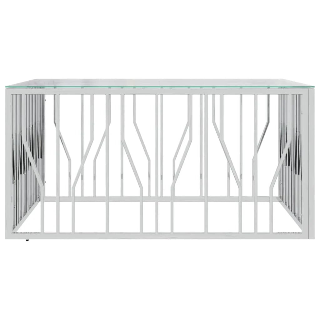 VidaXL Coffee Table 100x100x50 Cm Stainless Steel Glass Modern Living Room With Durable Frame And Clear Top by vidaXL