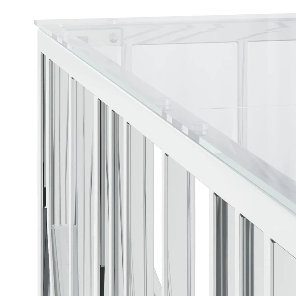 VidaXL Coffee Table 100x100x50 Cm Stainless Steel Glass Modern Living Room With Durable Frame And Clear Top by vidaXL