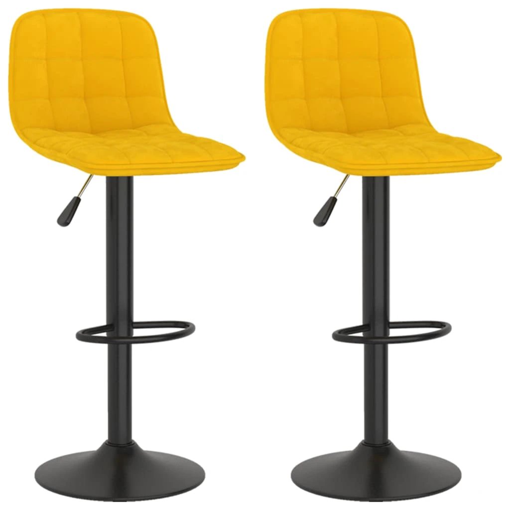 vidaXL Bar Stools 2 pcs Yellow Velvet by vidaXL