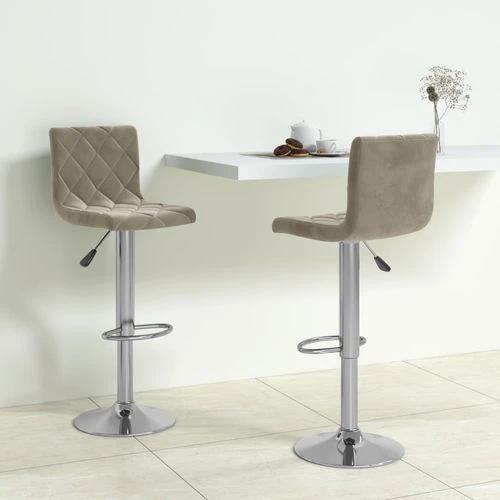 vidaXL Adjustable Bar Stools Set of 2 Light Grey Velvet with Sturdy Chromed Steel Frame for Modern Home Decor by vidaXL