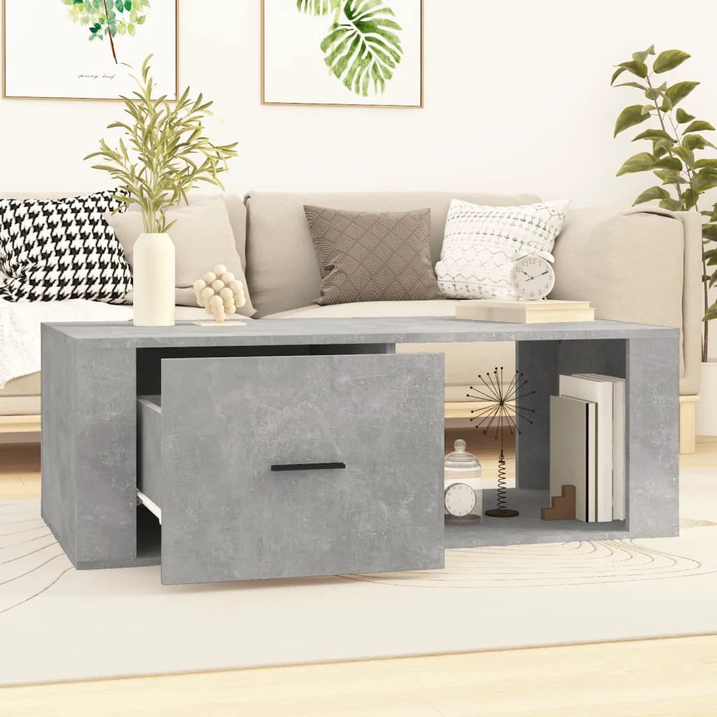vidaXL VidaXL Coffee Table 100x50.5x35 cm Engineered Wood Concrete Grey Finish For Living Room - Coffee Table