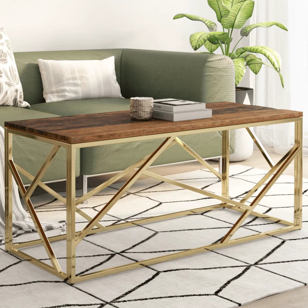 vidaXL VidaXL Coffee Table Stainless Steel Tempered Glass for Home - Coffee Table