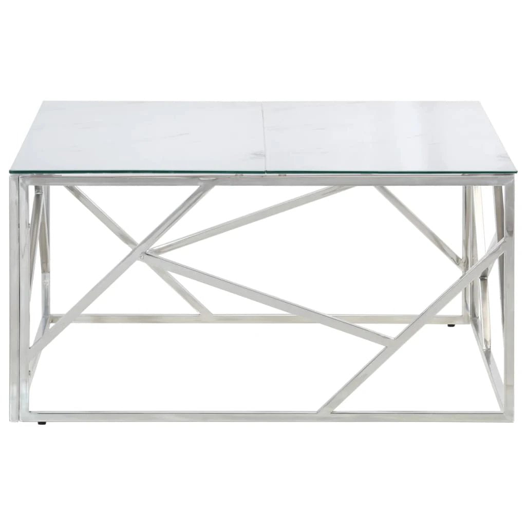vidaXL Coffee Table 120 cm L 60 cm W Marble Effect Glass Top For Modern Living Rooms by vidaXL