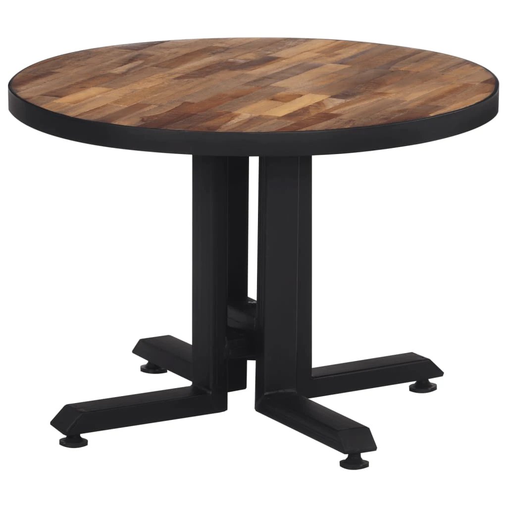 VidaXL Round Coffee Table Diameter 55 cm and Height 40 cm Solid Reclaimed Teak With Black Base For Living Room by vidaXL