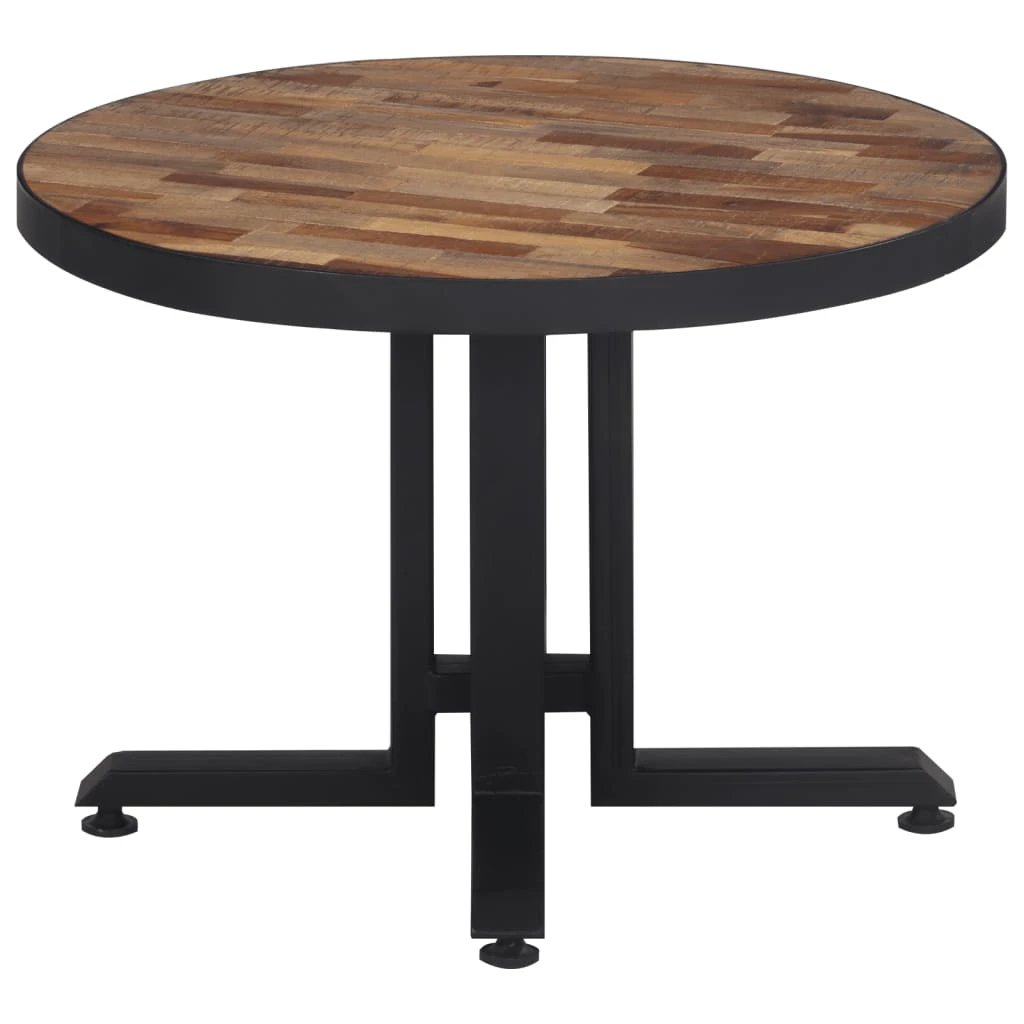 vidaXL VidaXL Round Coffee Table Diameter 55 cm and Height 40 cm Solid Reclaimed Teak With Black Base For Living Room - Coffee Table