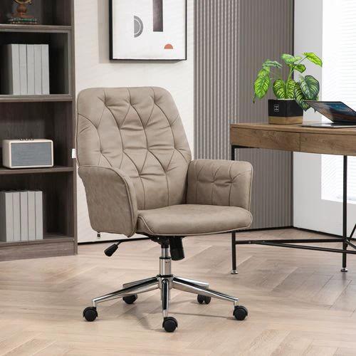Vinsetto Vinsetto Computer Chair w/ Armrest Modern Style Tufted Home Dining Room Khaki - Office Chair