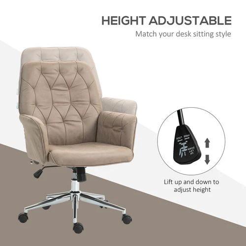 Vinsetto Vinsetto Computer Chair w/ Armrest Modern Style Tufted Home Dining Room Khaki - Office Chair