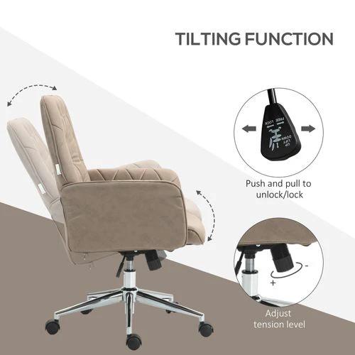 Vinsetto Vinsetto Computer Chair w/ Armrest Modern Style Tufted Home Dining Room Khaki - Office Chair