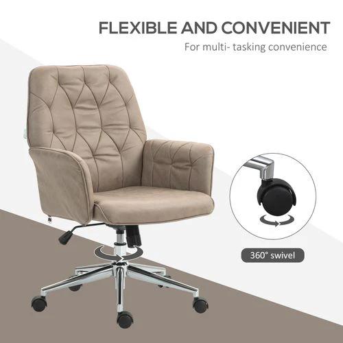 Vinsetto Computer Chair w/ Armrest Modern Style Tufted Home Dining Room Khaki by Vinsetto