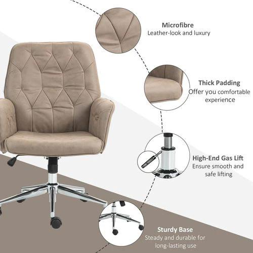 Vinsetto Computer Chair w/ Armrest Modern Style Tufted Home Dining Room Khaki by Vinsetto