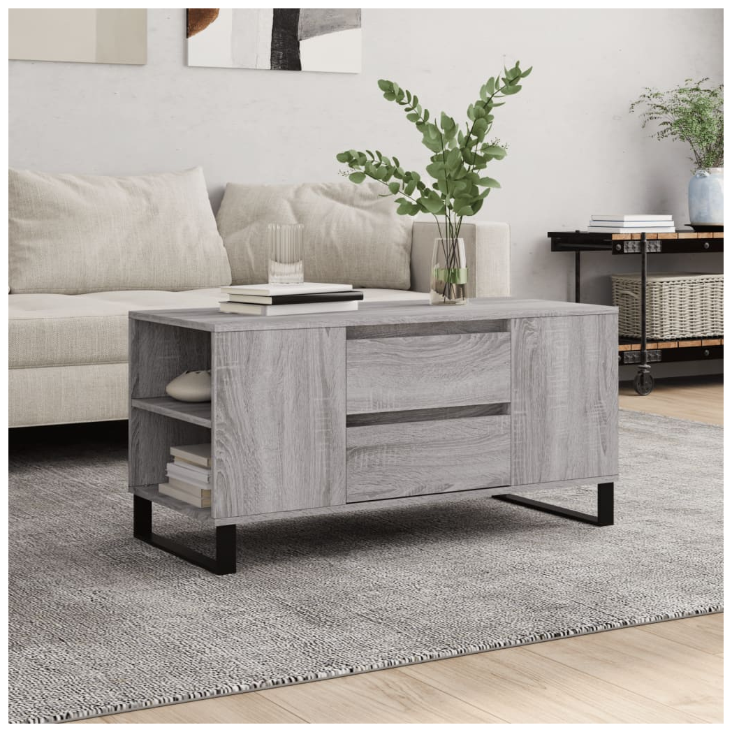 vidaXL Coffee Table 102x44.5x50 cm Engineered Wood Moisture Resistant Living Room Storage by vidaXL