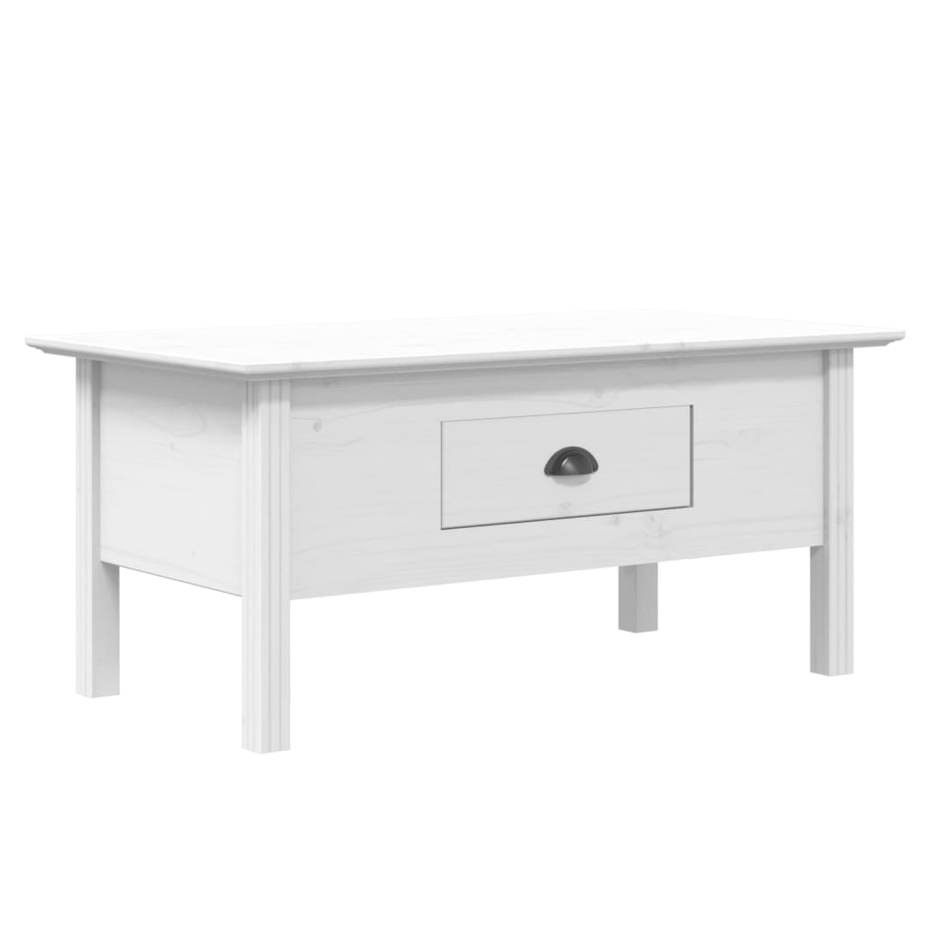 vidaXL VidaXL Coffee Table 100x55x45 Cm Solid Pine Wood French Style Drawer White For Living Room - Coffee Table
