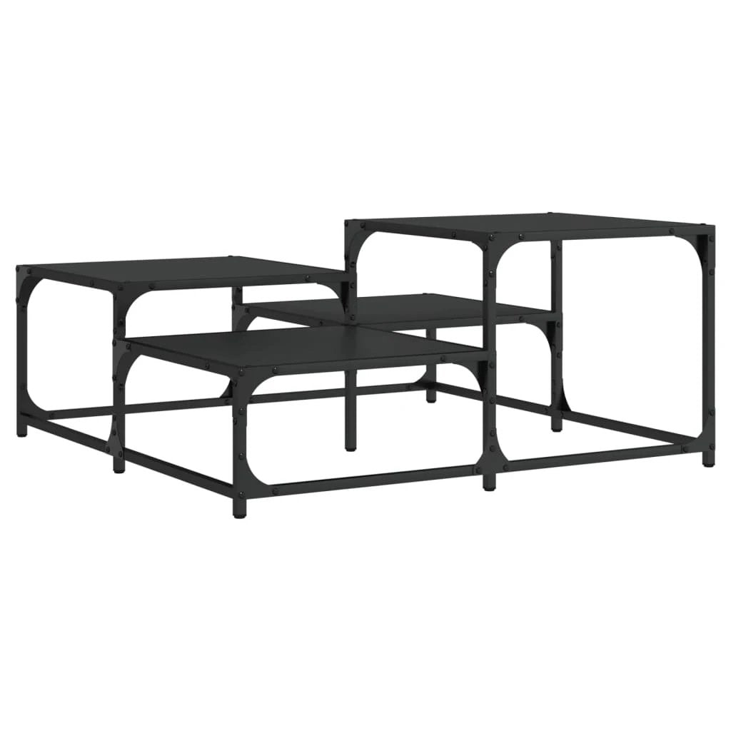 vidaXL vidaXL Coffee Table 87.5x87.5x40 cm Engineered Wood Black Metal Frame Living Room Decor - Coffee Table