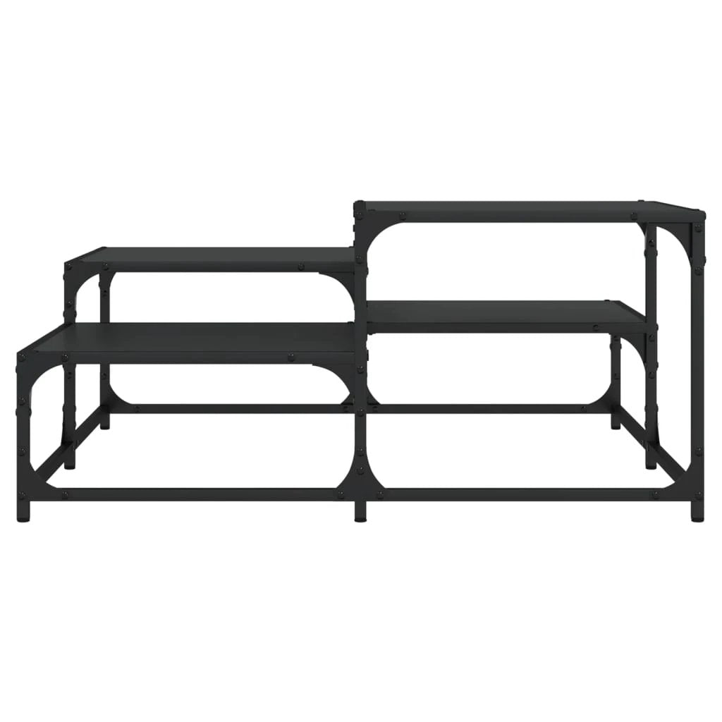 vidaXL vidaXL Coffee Table 87.5x87.5x40 cm Engineered Wood Black Metal Frame Living Room Decor - Coffee Table
