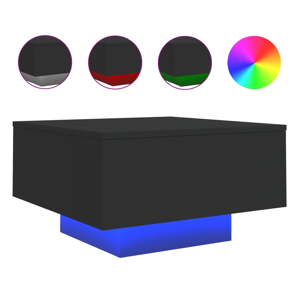 VidaXL Coffee Table 55x55x31cm With LED Lights Living Room by vidaXL