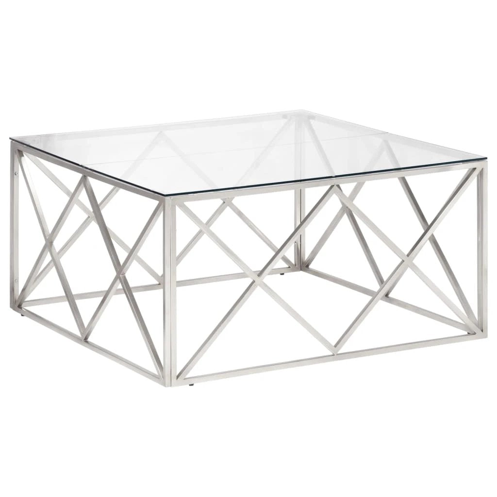 VidaXL Coffee Table 120x60 Cm Glass Top Stainless Steel Home by vidaXL