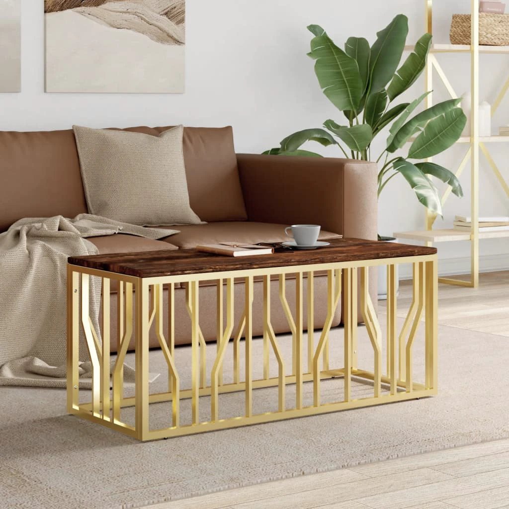 VidaXL Coffee Table 110x45x45 Stainless Steel And Glass Home by vidaXL