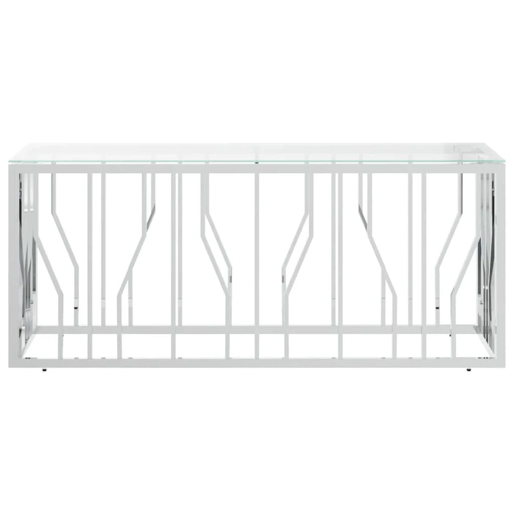 VidaXL Coffee Table 110x45x45 Stainless Steel And Glass Home by vidaXL