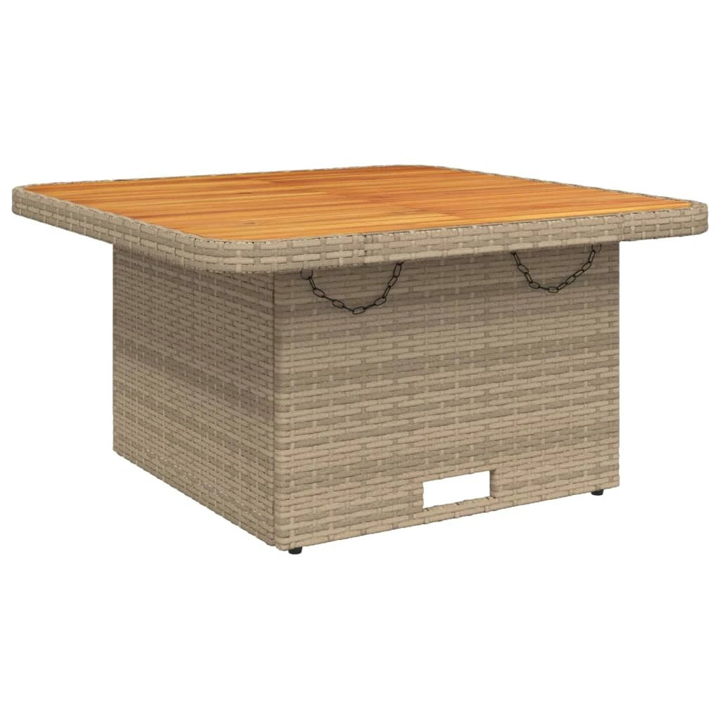 vidaXL Garden Table Black 80x80x71 cm Poly Rattan and Acacia Wood by vidaXL