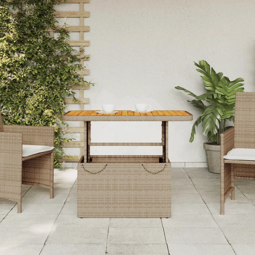 vidaXL vidaXL Garden Table Black 80x80x71 cm Poly Rattan and Acacia Wood - Garden Table