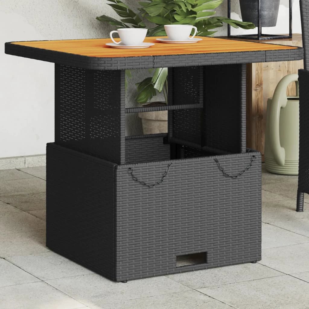 vidaXL vidaXL Garden Table Black 80x80x71 cm Poly Rattan and Acacia Wood - Garden Table