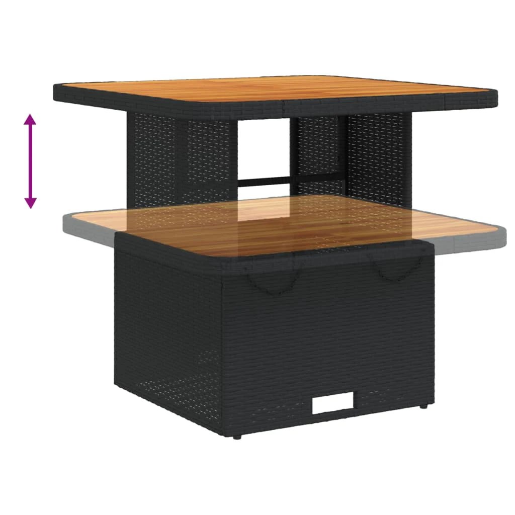 vidaXL vidaXL Garden Table Black 80x80x71 cm Poly Rattan and Acacia Wood - Garden Table