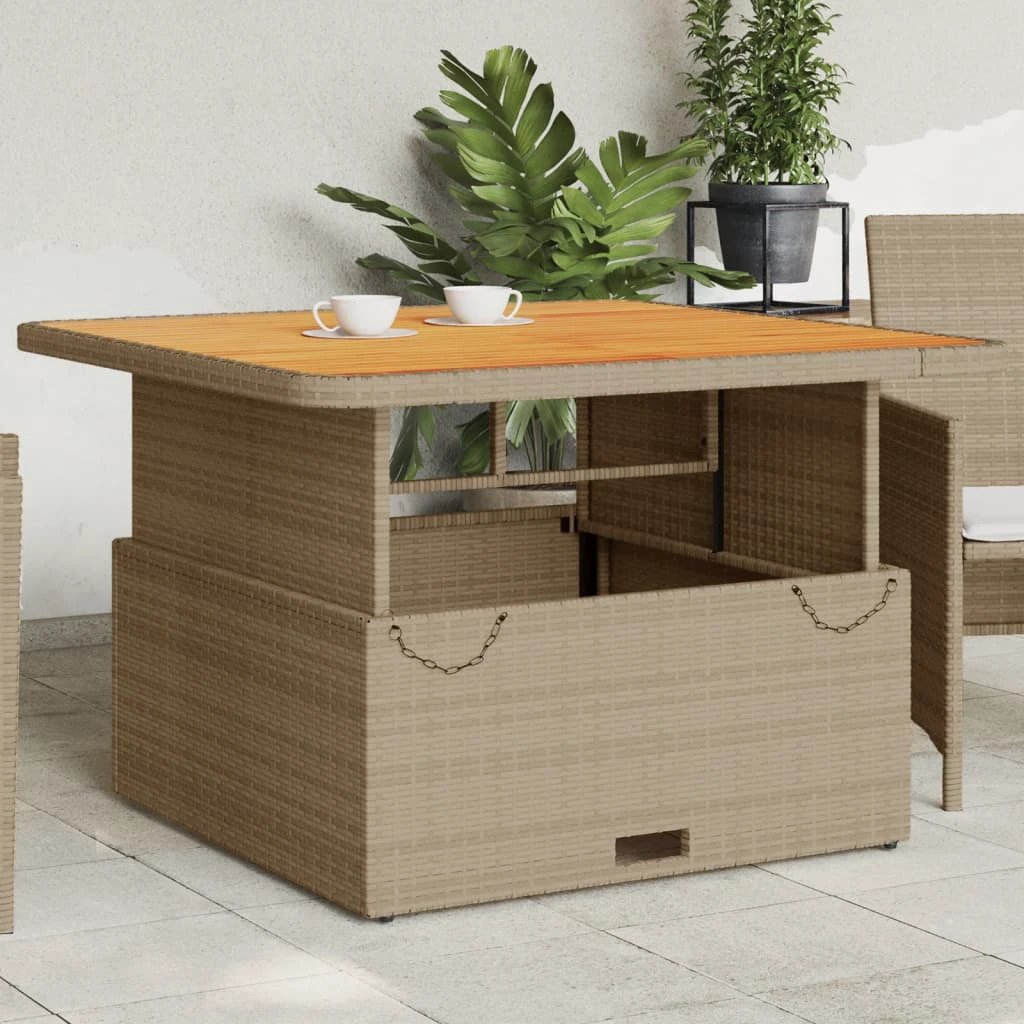 vidaXL vidaXL Garden Table Black 80x80x71 cm Poly Rattan and Acacia Wood - Garden Table