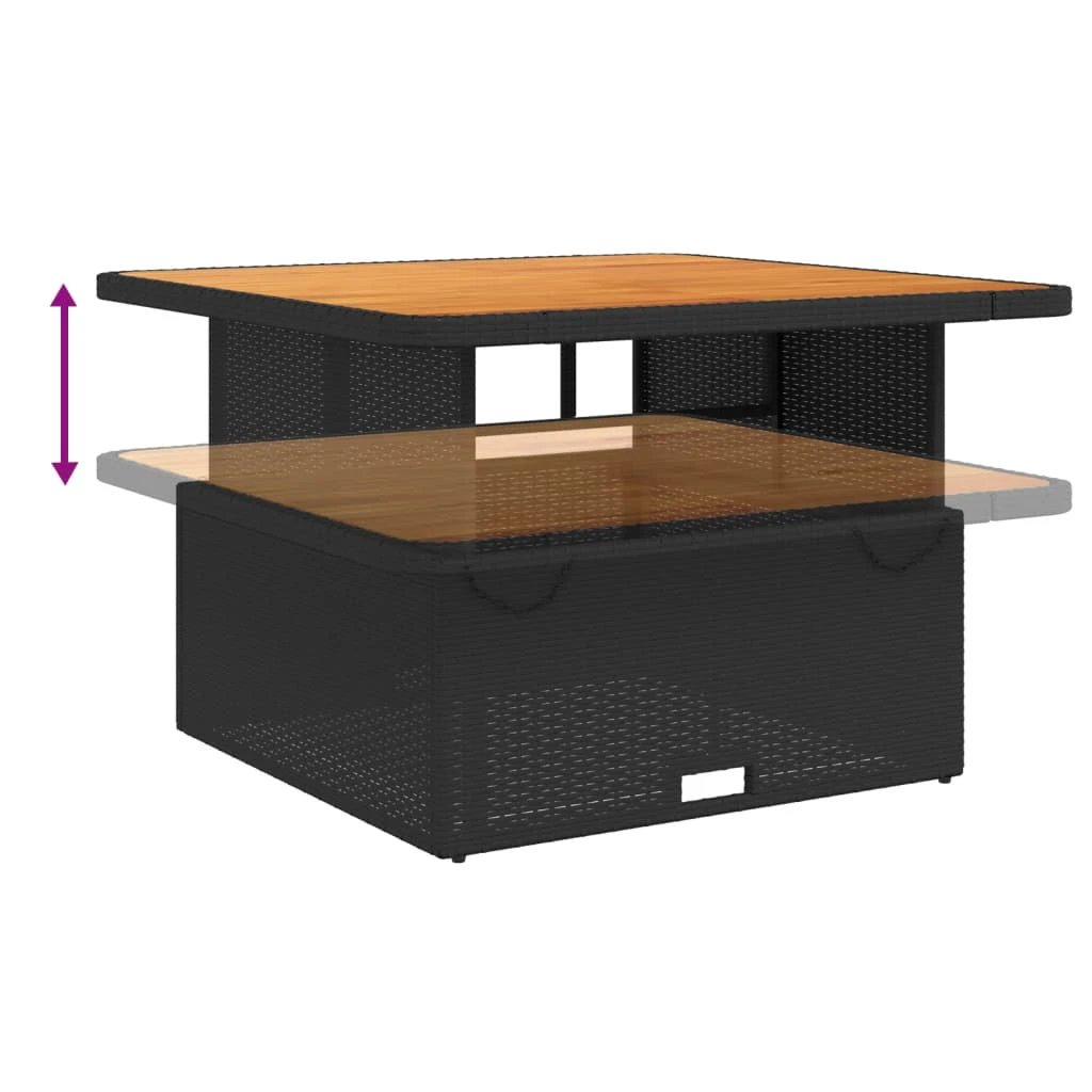 vidaXL Garden Table Black 80x80x71 cm Poly Rattan and Acacia Wood by vidaXL