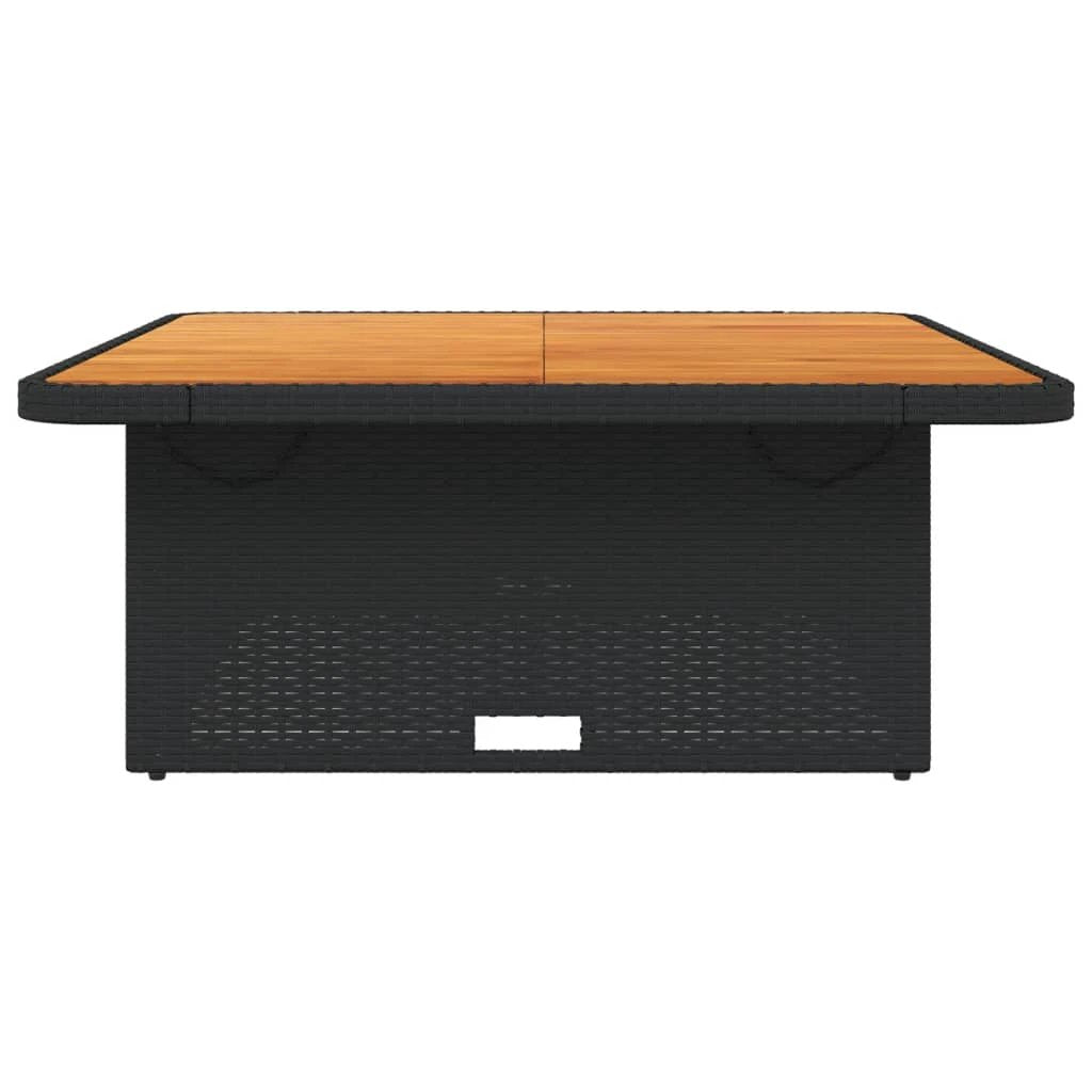 vidaXL Garden Table Black 80x80x71 cm Poly Rattan and Acacia Wood by vidaXL