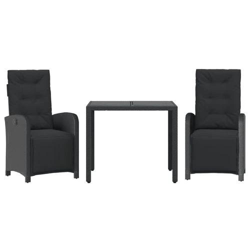 vidaXL 5 Piece Garden Dining Set 150x90x75 cm Black Poly Rattan Adjustable Reclining Chairs with Cushions for Outdoor Use by vidaXL