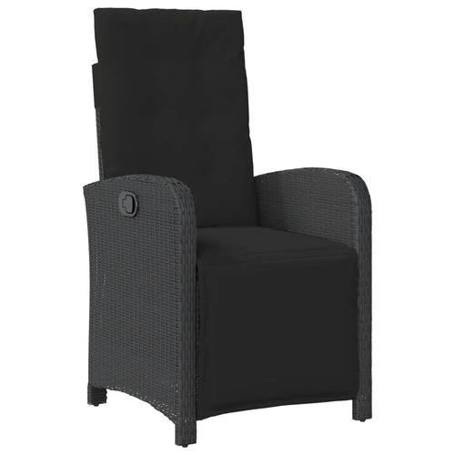 vidaXL 5 Piece Garden Dining Set 150x90x75 cm Black Poly Rattan Adjustable Reclining Chairs with Cushions for Outdoor Use by vidaXL