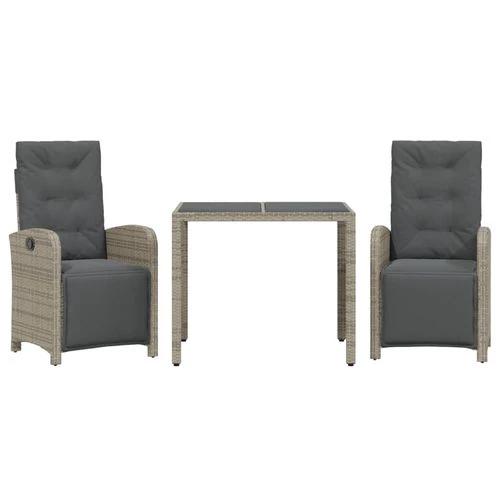 vidaXL vidaXL 5 Piece Garden Dining Set 150x90x75 cm Black Poly Rattan Adjustable Reclining Chairs with Cushions for Outdoor Use - Garden Set