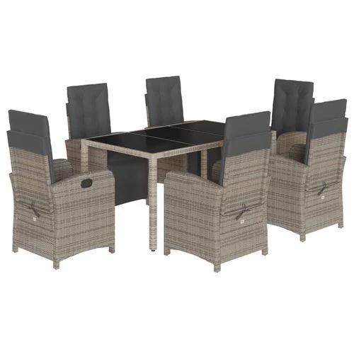 vidaXL 5 Piece Garden Dining Set 150x90x75 cm Black Poly Rattan Adjustable Reclining Chairs with Cushions for Outdoor Use by vidaXL