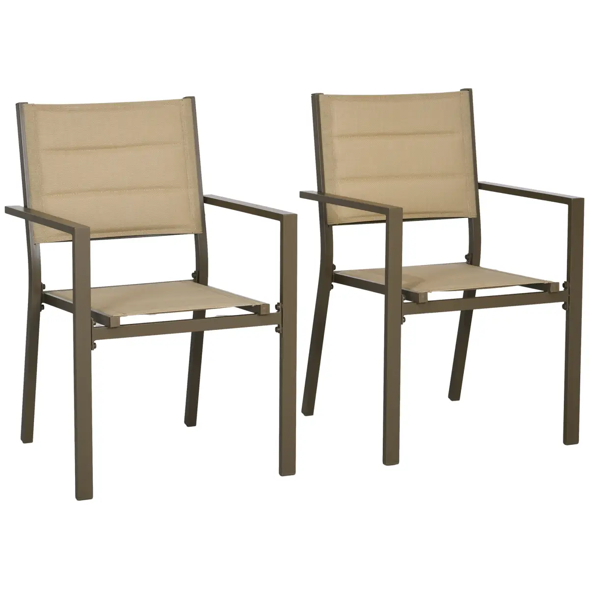 Outsunny Outsunny 2 PCs Dining Chairs, Stackable Design Aluminium Outdoor Armchairs Grey - Garden Chairs