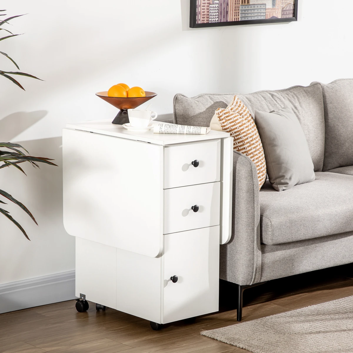 HOMCOM Folding Dining Table Drop Leaf With Storage Drawers by HOMCOM