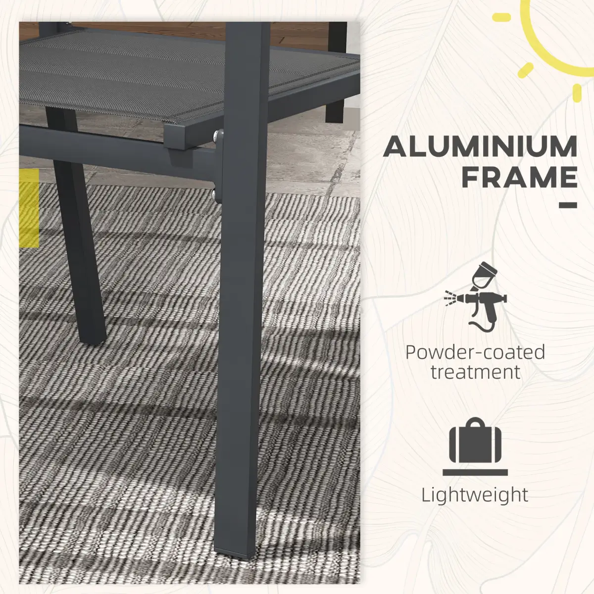 Outsunny Outsunny 2 PCs Dining Chairs, Stackable Design Aluminium Outdoor Armchairs Grey - Garden Chairs