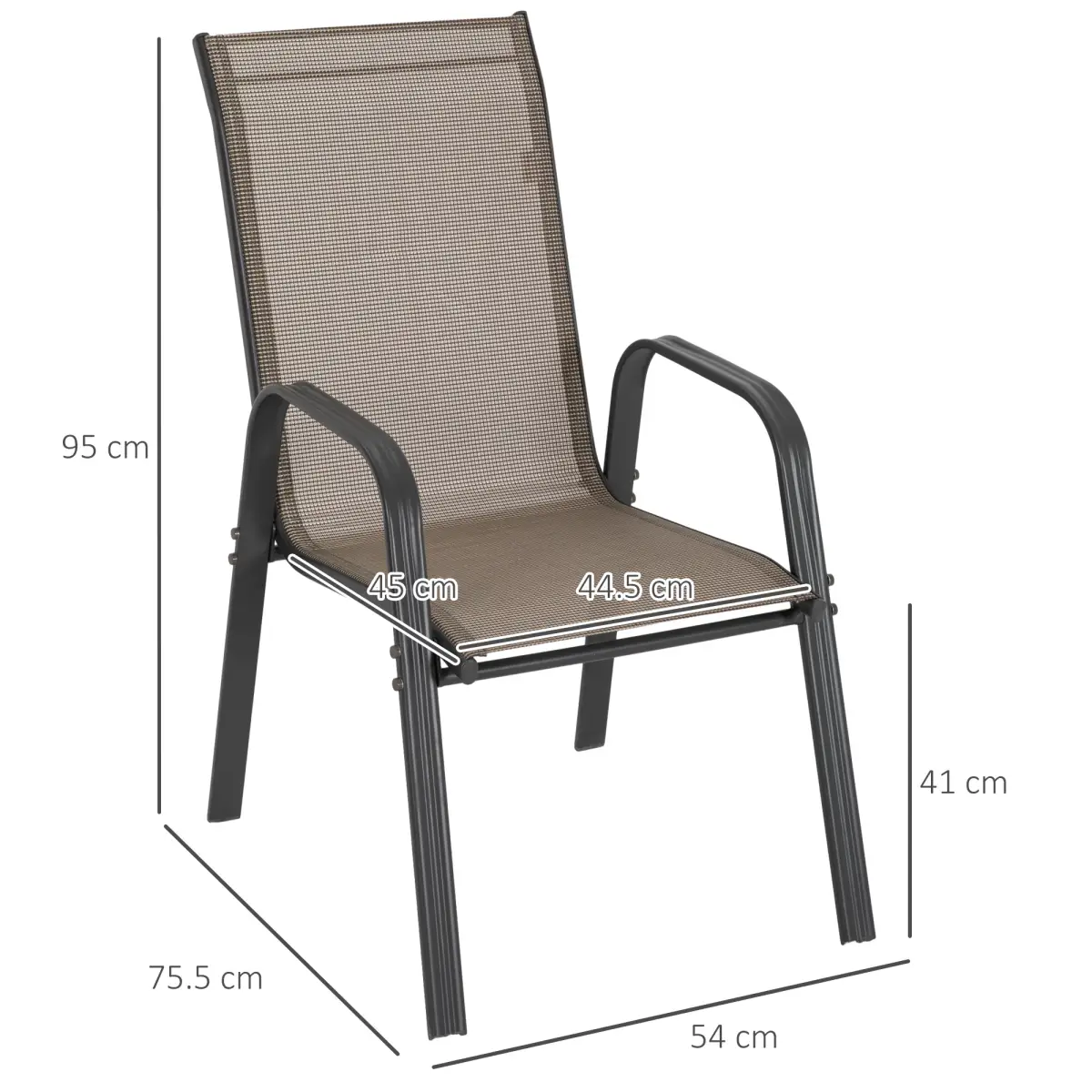 Outsunny Outsunny Set of 4 Garden Dining Chair Set Outdoor w/ High Back Armrest Grey - Garden Chairs