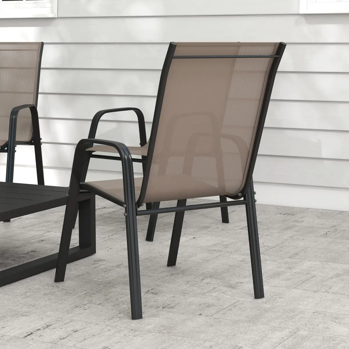 Outsunny Outsunny Set of 4 Garden Dining Chair Set Outdoor w/ High Back Armrest Grey - Garden Chairs