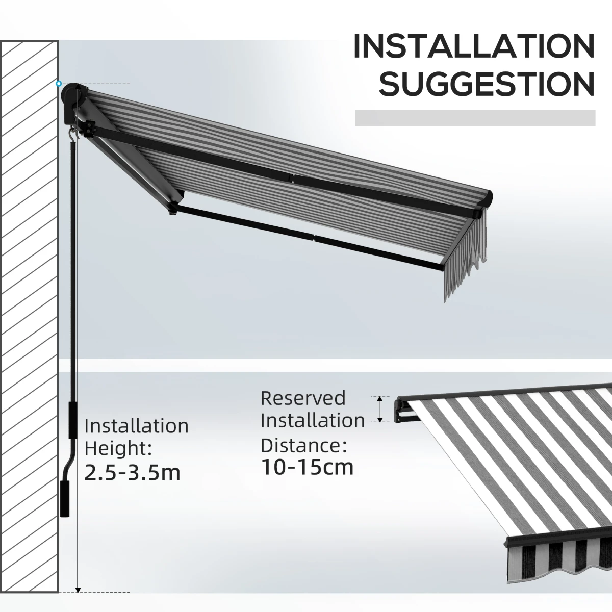Outsunny Retractable Awning 3x2m Remote Patio by Outsunny