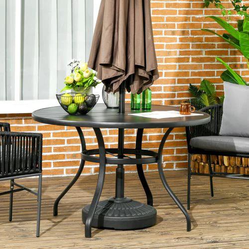 Outsunny Round Garden Table 115 x 72H cm with Parasol Hole for Outdoor Dining Groups by Outsunny